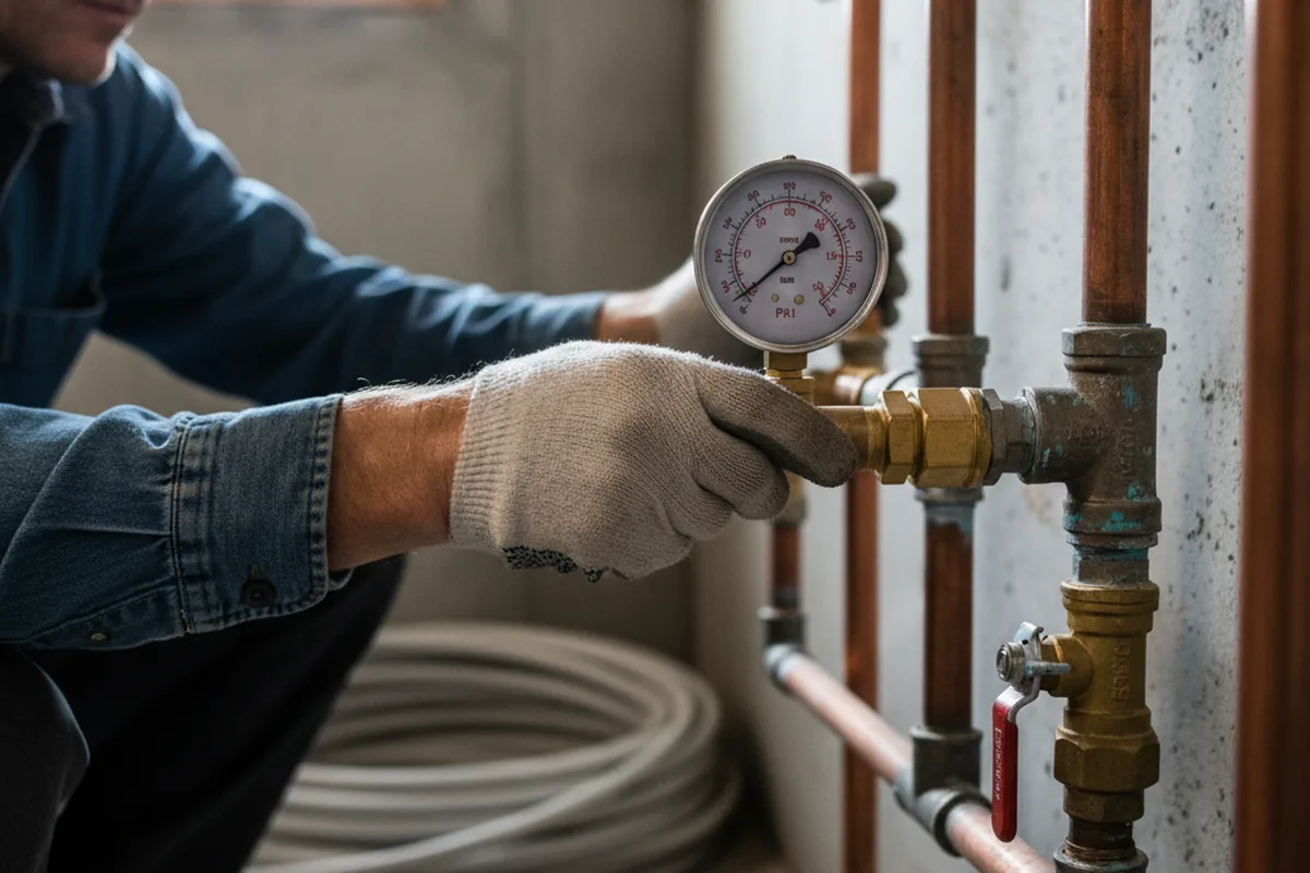 Pressure testing a repaired line during Water Line Repair in Commerce Township
