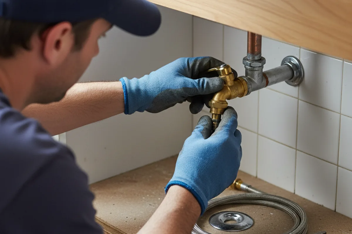 Shutoff valve and fitting work during Burst Pipe Repair in Commerce Township